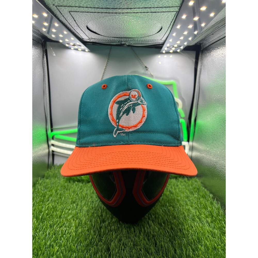 Vintage Miami Dolphins Eastport Snapback Hat NFL Aqua Orange Teal 90s Cap Mens